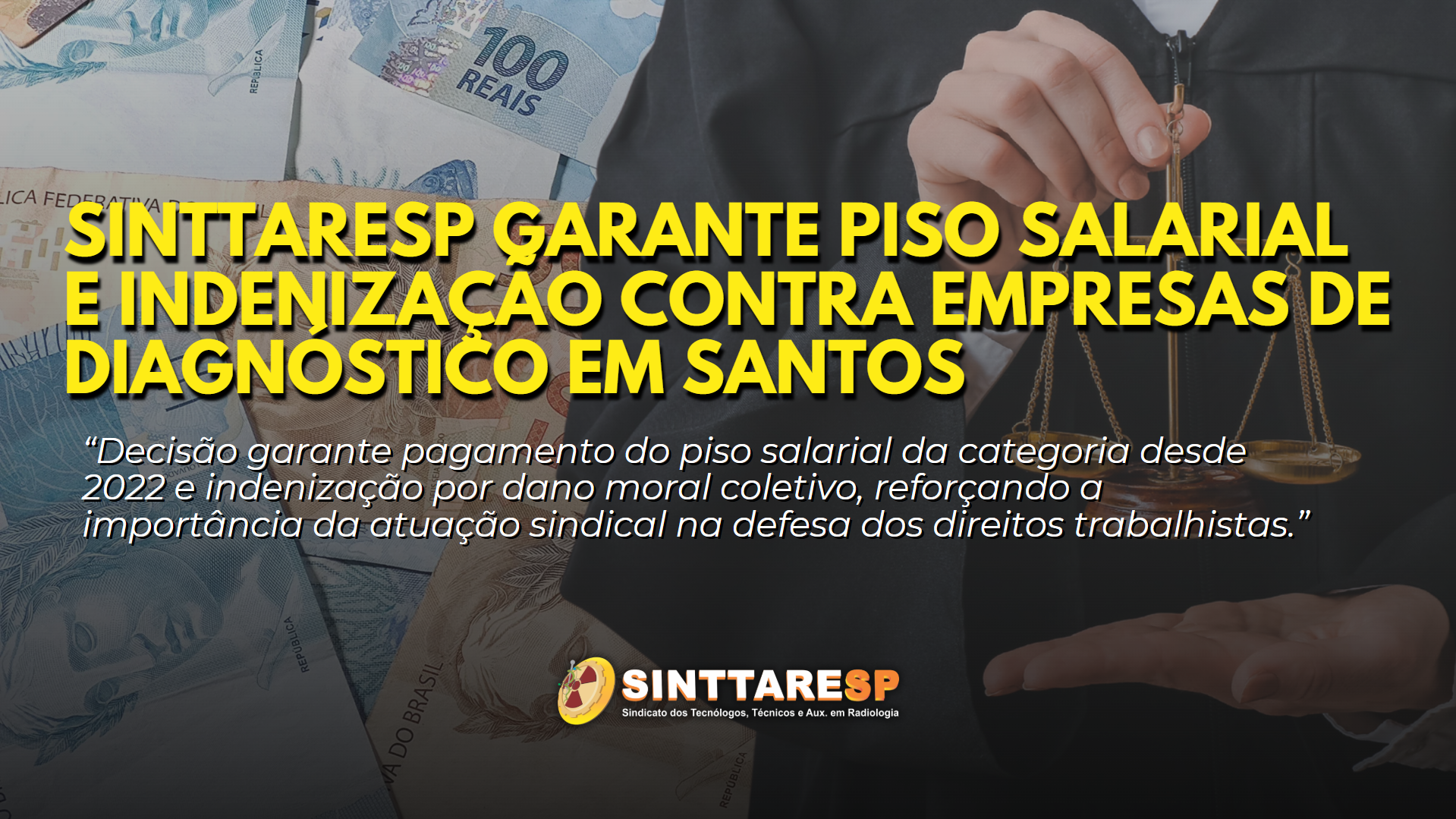 Imagem da notícia SINTTARESP garante piso salarial e indenização contra empresas de diagnóstico em Santos
